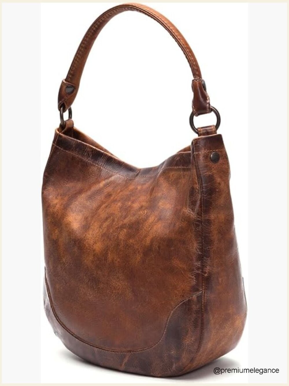 Hobo Handbag with Adjustable Strap & Pockets - Leather